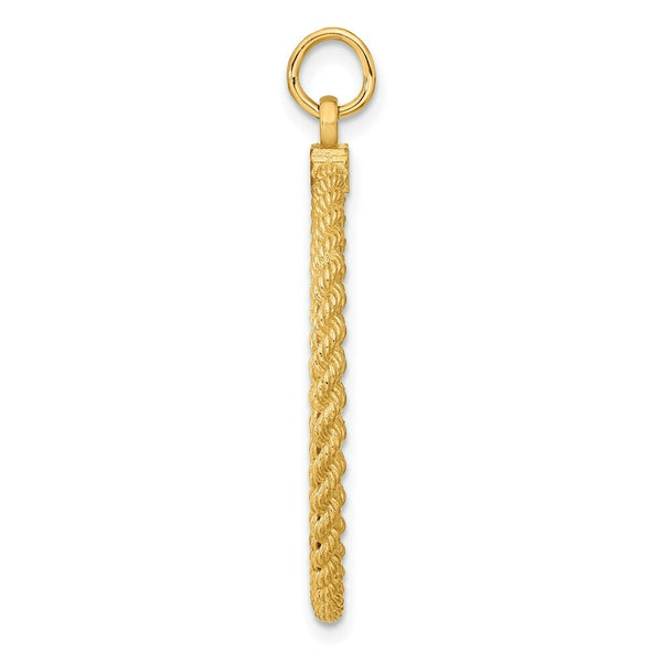 14K Yellow Gold Plain .013 Gauge Circular Engravable Disc with Rope Charm 28mm width