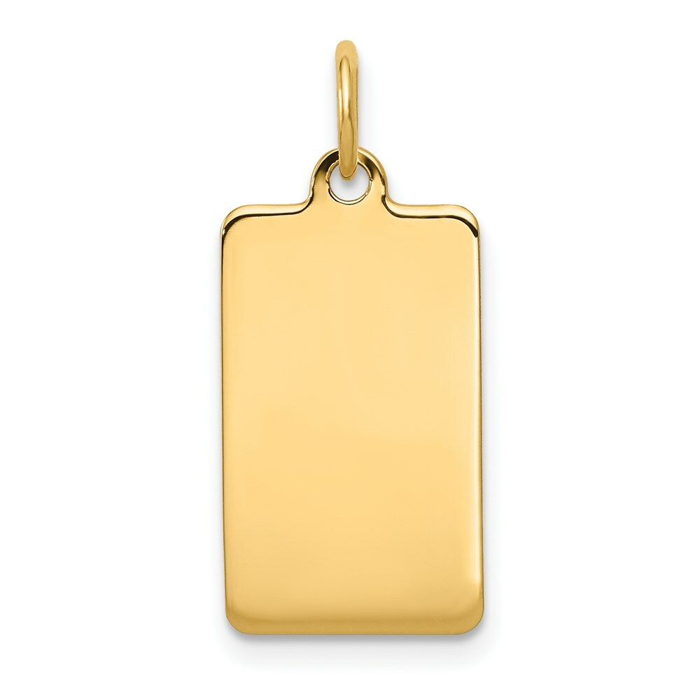 14K Yellow Gold Plain .027 Gauge Rectangular Engravable Disc Charm 24mm length