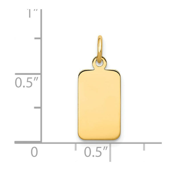 14K Yellow Gold Plain .013 Gauge Engravable Rectangular Disc Charm 8mm width