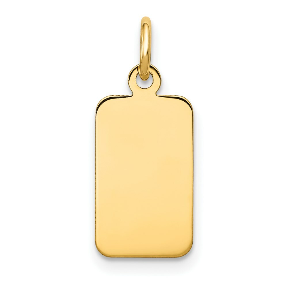 14K Yellow Gold Plain .013 Gauge Engravable Rectangular Disc Charm 8mm width