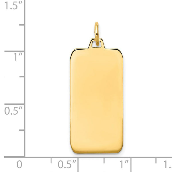 14K Yellow Gold Plain .013 Gauge Engravable Rectangular Disc Charm 13mm width