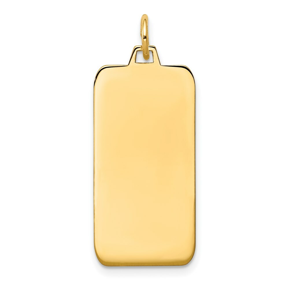 14K Yellow Gold Plain .035 Gauge Engravable Rectangular Disc Charm 33mm length