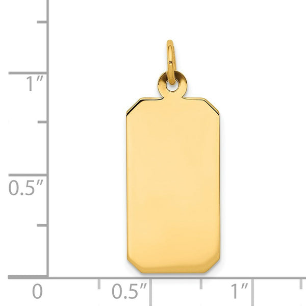 14K Yellow Gold Plain .018 Gauge Engravable Rectangular Disc Charm