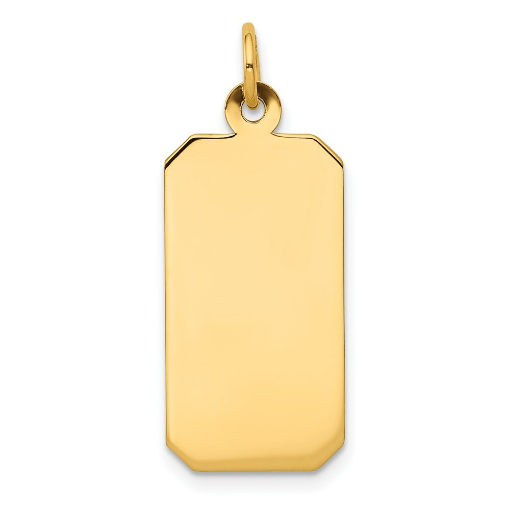 14K Yellow Gold Plain .011 Gauge Engravable Rectangular Disc Charm 11mm width