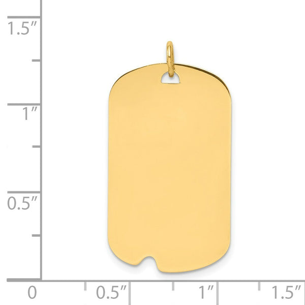 14K Yellow Gold Plain .013 Gauge Engravable Dog Tag w/Notch Disc Charm 17mm width
