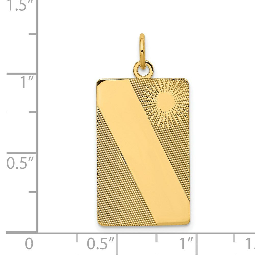 14K Yellow Gold Patterned .013 Gauge Engravable Dog Tag Disc Charm 20mm width