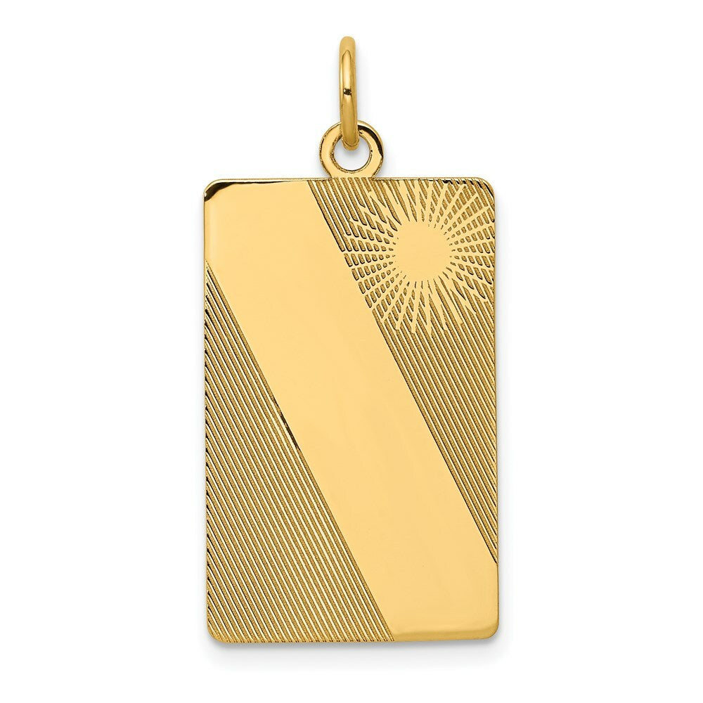 14K Yellow Gold Patterned .013 Gauge Engravable Dog Tag Disc Charm 20mm width