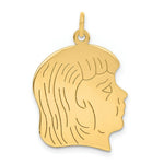 Load image into Gallery viewer, 14K Yellow Gold Girl Head Engravable Charm 20mm width
