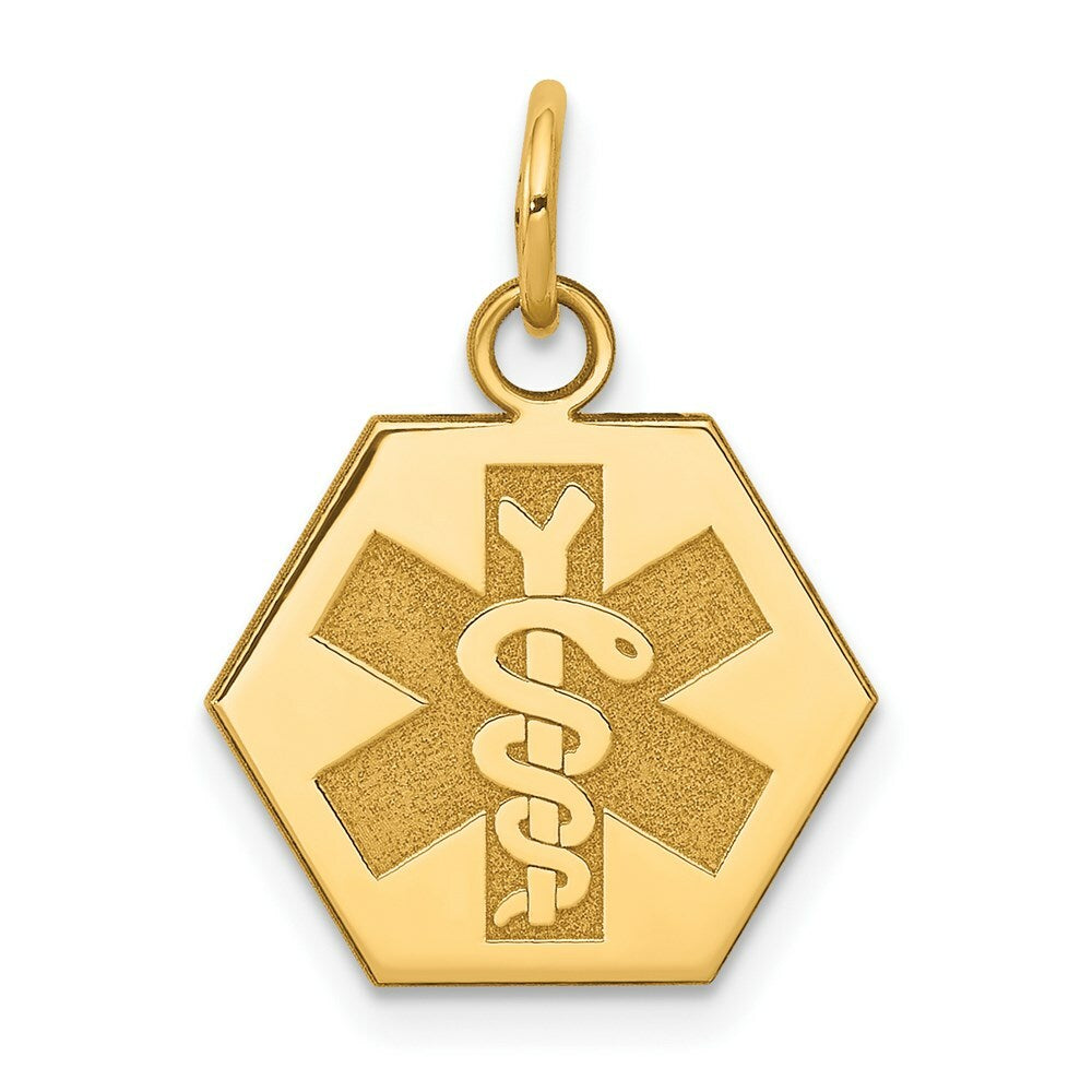 14K Yellow Gold Non-enameled Medical Jewelry Pendant