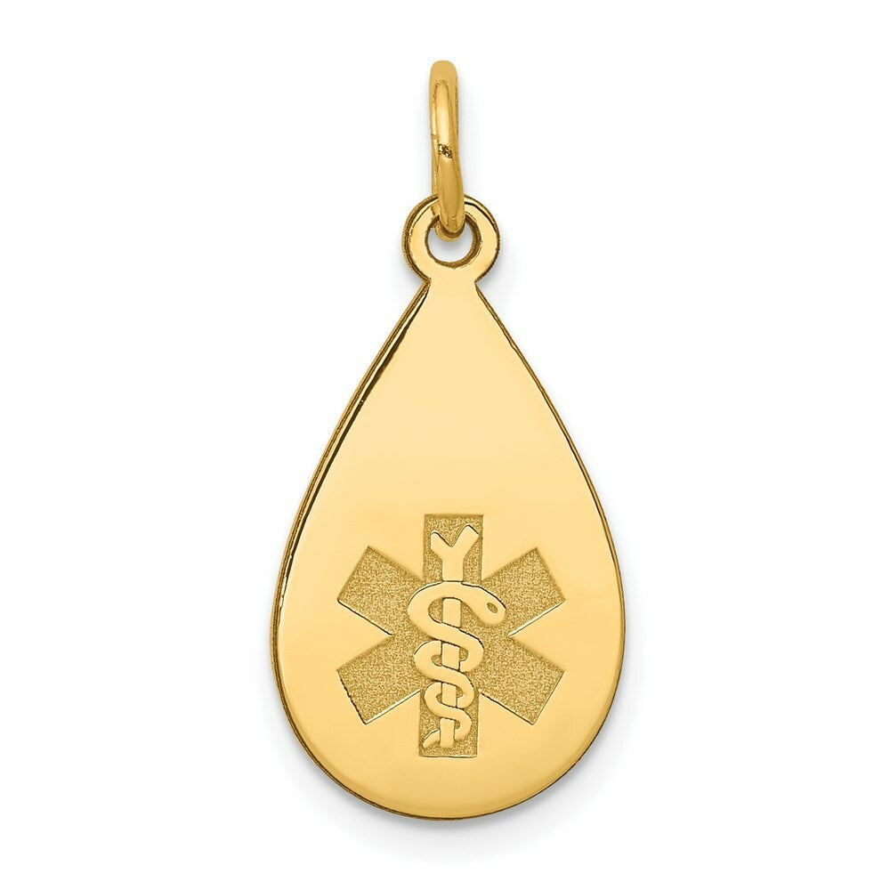 14K Yellow Gold Medical Jewelry Unenameled Pendant