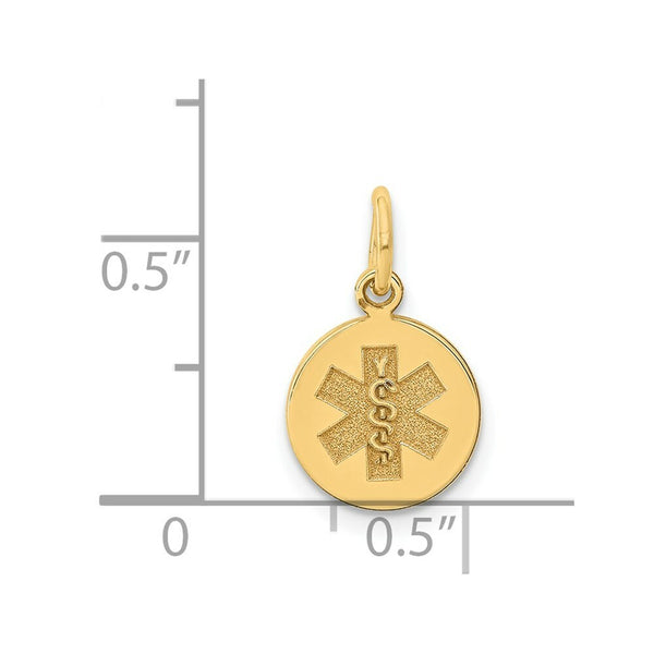 14K Yellow Gold Medical Jewelry Unenameled Pendant