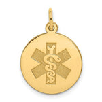 Load image into Gallery viewer, 14K Yellow Gold Medical Jewelry Unenameled Pendant
