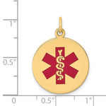 Load image into Gallery viewer, 14K Yellow Gold Medical Jewelry Pendant
