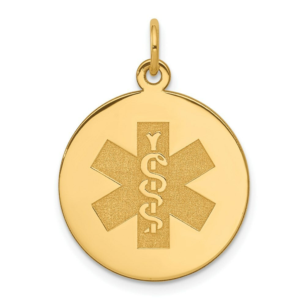 14K Yellow Gold Non-enameled Medical Jewelry Pendant