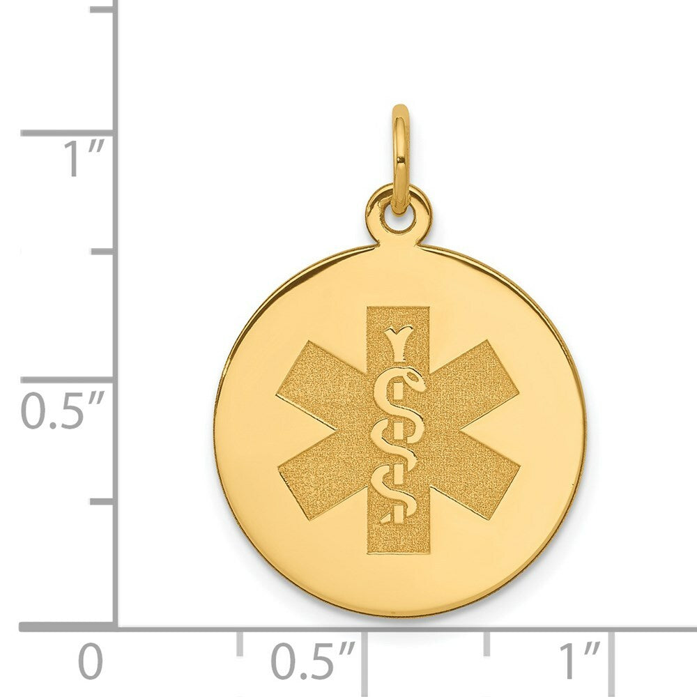 14K Yellow Gold Non-enameled Medical Jewelry Pendant