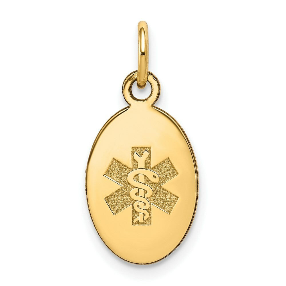 14K Yellow Gold Non-enameled Medical Jewelry Pendant