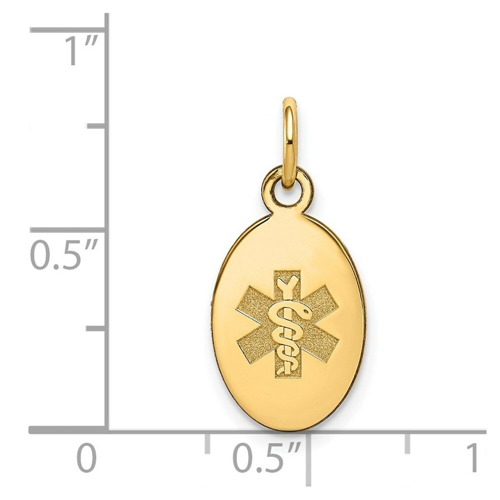 14K Yellow Gold Non-enameled Medical Jewelry Pendant