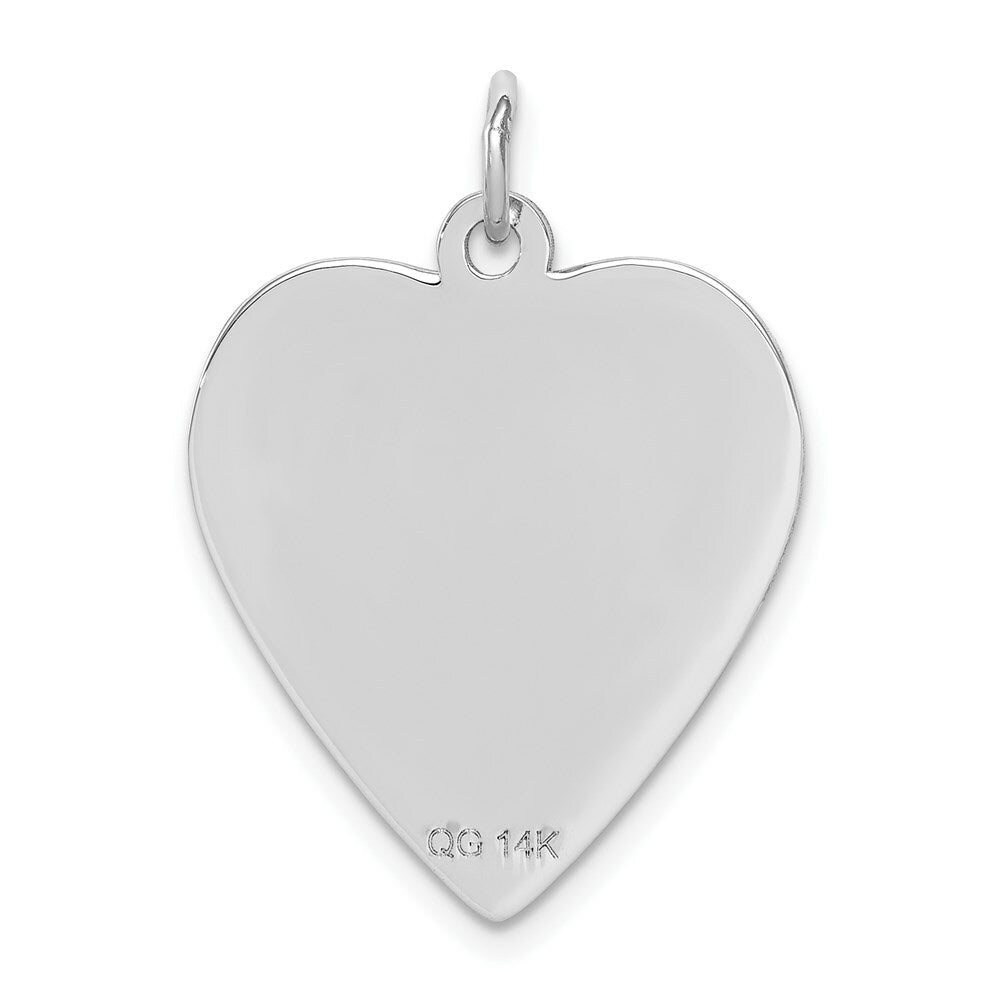 14K White Gold Heart-Shaped Polished Enameled Engravable Medical Jewelry Pendant