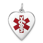 Load image into Gallery viewer, 14K White Gold Heart-Shaped Polished Enameled Engravable Medical Jewelry Pendant
