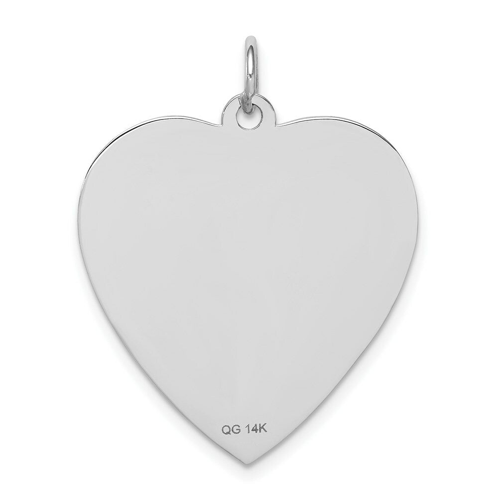14K White Gold Heart-Shaped Polished Enameled Engravable Medical Jewelry Pendant