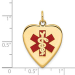 Load image into Gallery viewer, 14K Yellow Gold Heart-Shaped Polished Enameled Engravable Medical Jewelry Pendant

