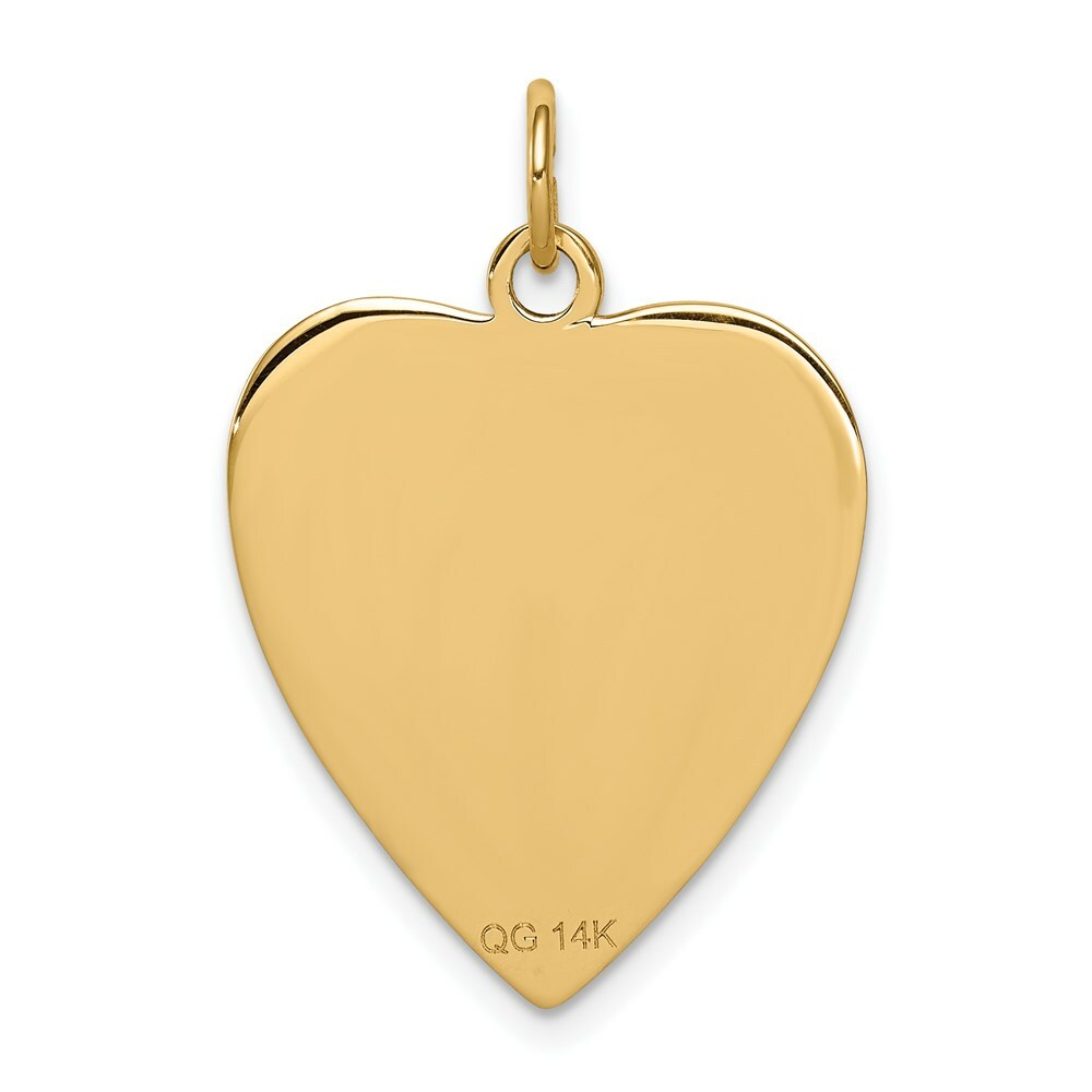 14K Yellow Gold Heart-Shaped Polished Enameled Engravable Medical Jewelry Pendant