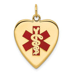 Load image into Gallery viewer, 14K Yellow Gold Heart-Shaped Polished Enameled Engravable Medical Jewelry Pendant
