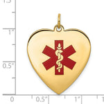 Load image into Gallery viewer, 14K Yellow Gold Heart-Shaped Polished Enameled Engravable Medical Jewelry Pendant
