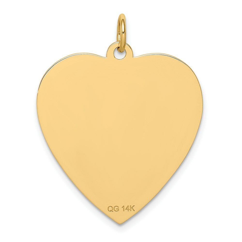 14K Yellow Gold Heart-Shaped Polished Enameled Engravable Medical Jewelry Pendant