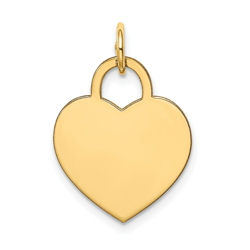 14K Yellow Gold Medium Engravable Heart Charm Pendant