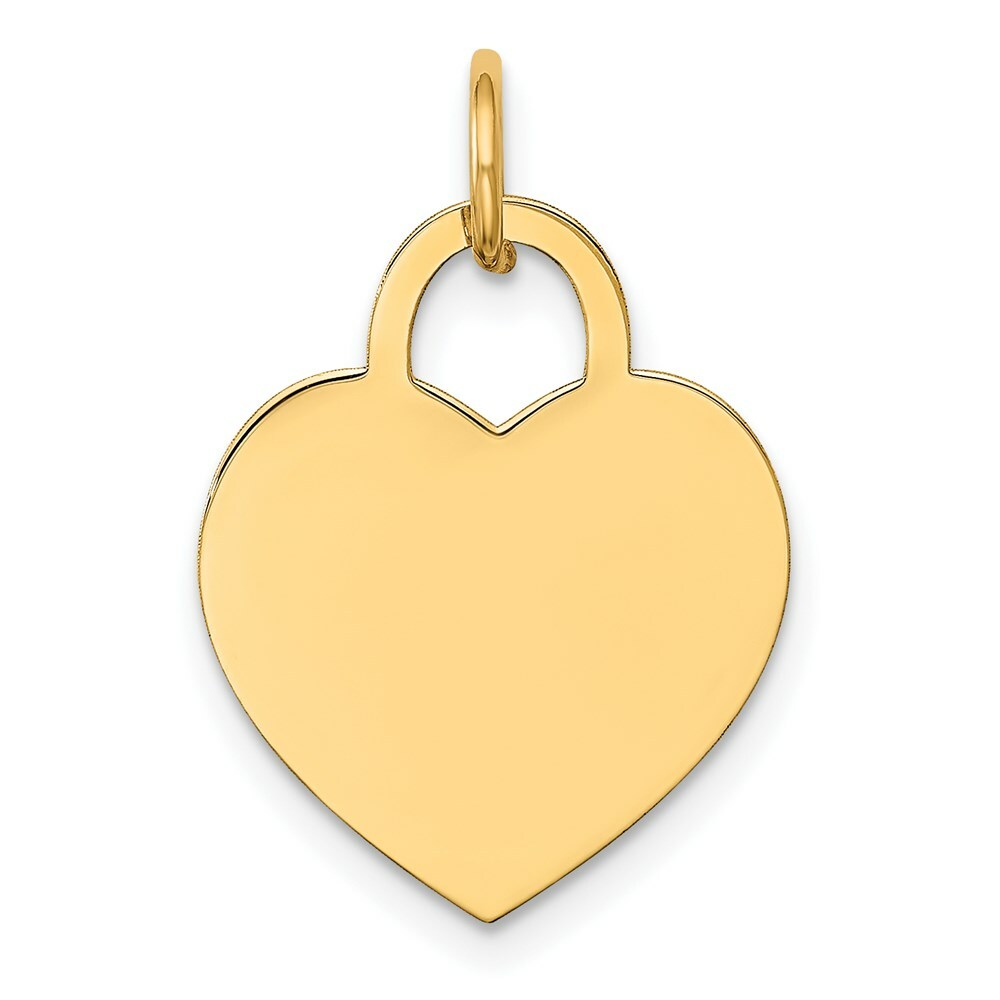 14K Yellow Gold Medium Engravable Heart Charm Pendant