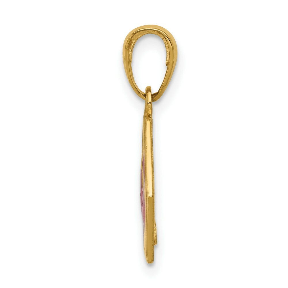 14K Yellow Gold Enameled Medical Disk Pendant