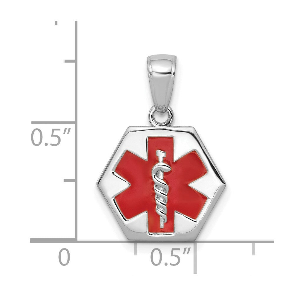 14K White Gold Enameled Medical Disk Pendant