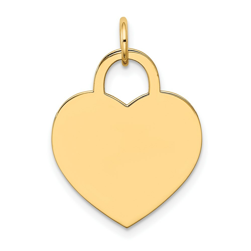 14K Yellow Gold Large Engravable Heart Charm Pendant