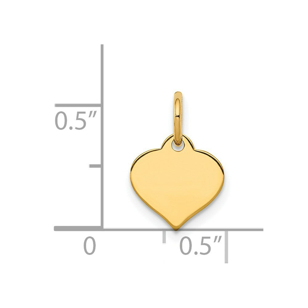 14K Yellow Gold Heart Disc Charm Pendant  9mm Diameter