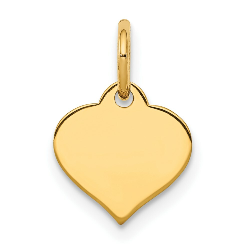 14K Yellow Gold Heart Disc Charm Pendant  9mm Diameter