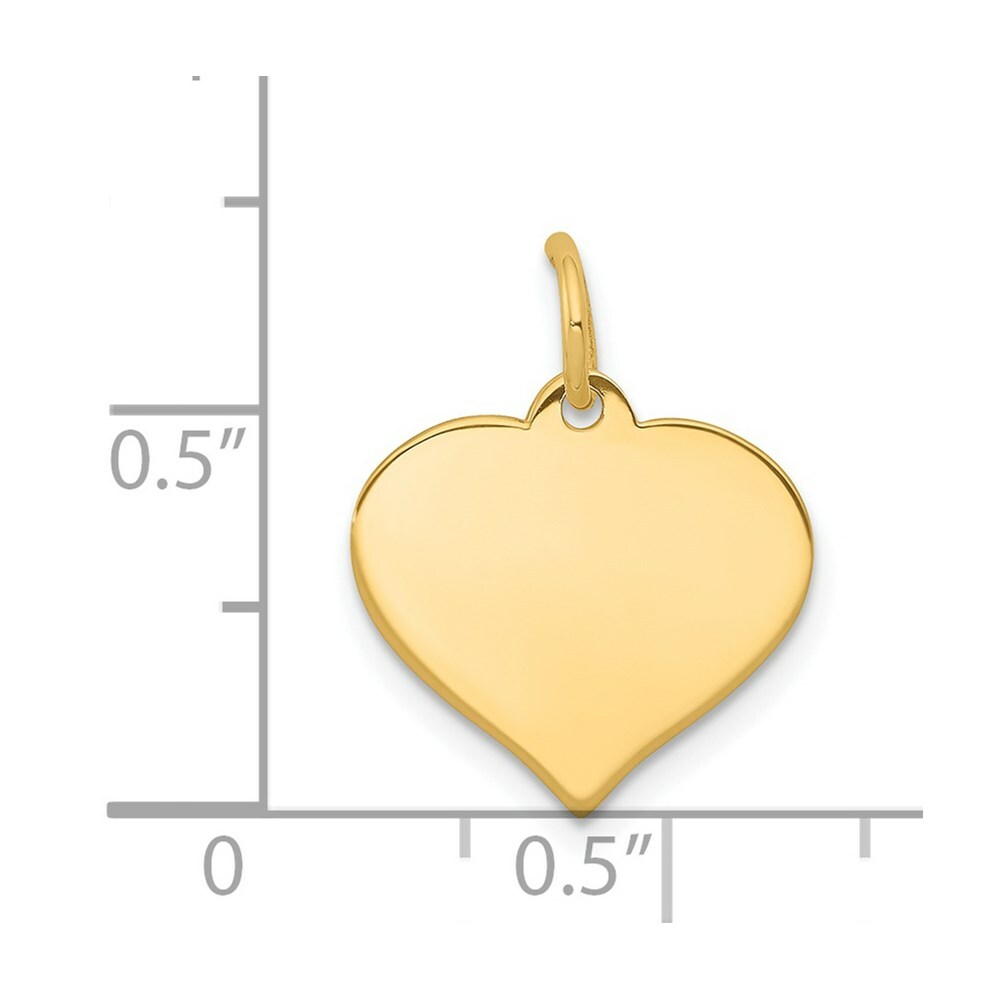 14K Yellow Gold Heart Disc Charm Pendant  14mm Diameter