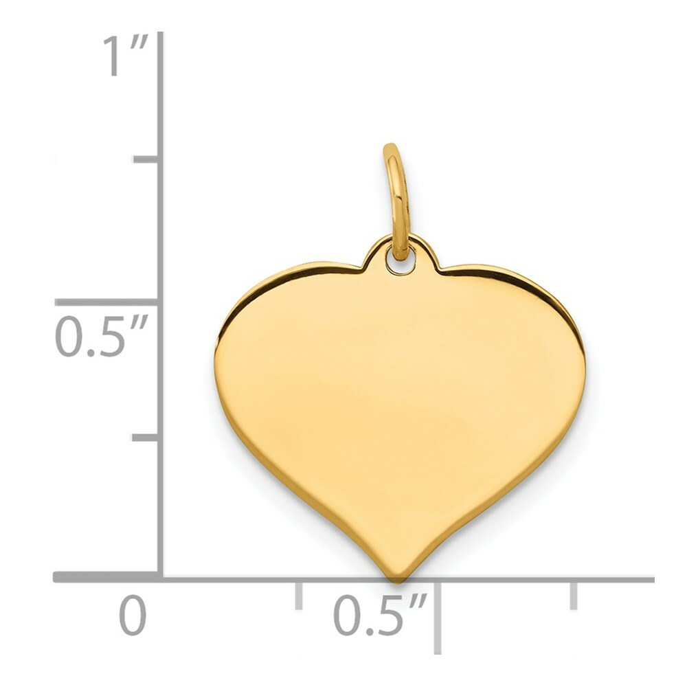 14K Yellow Gold Heart Disc Charm Pendant  16mm Diameter