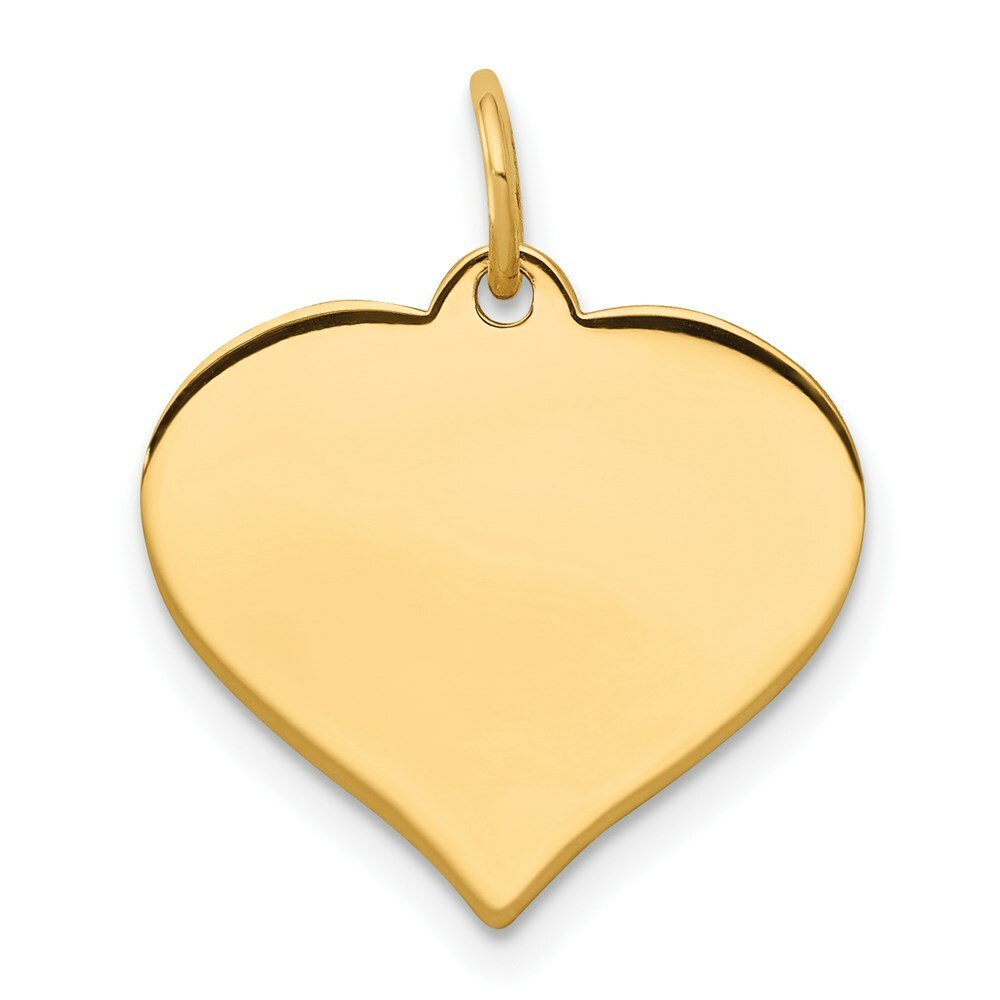 14K Yellow Gold Heart Disc Charm Pendant  16mm Diameter