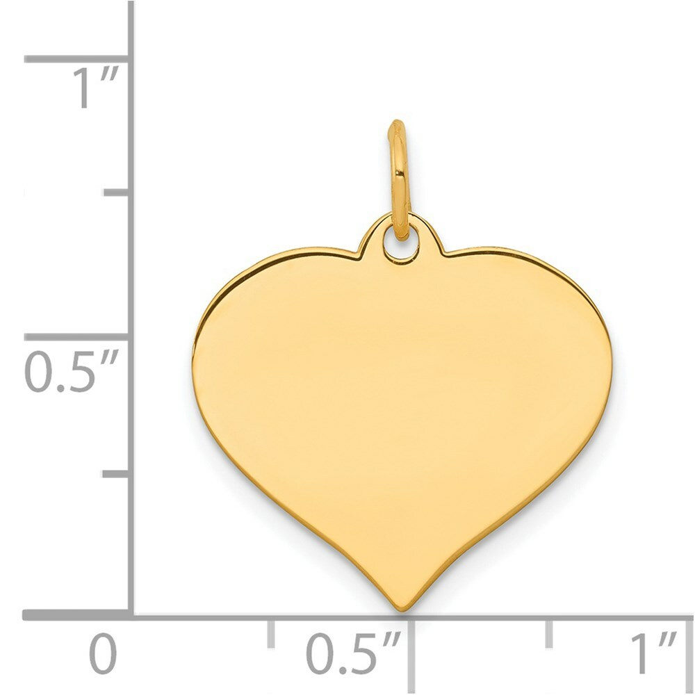 14K Yellow Gold Heart Disc Charm Pendant  18mm Diameter