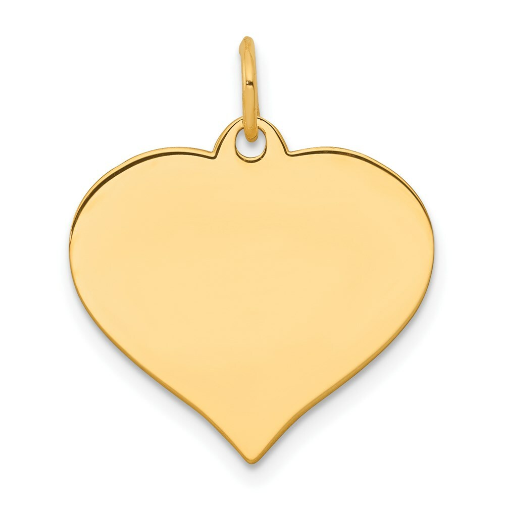 14K Yellow Gold Heart Disc Charm Pendant  18mm Diameter