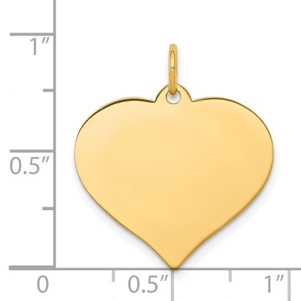 14K Yellow Gold Heart Disc Charm Pendant  20mm Diameter