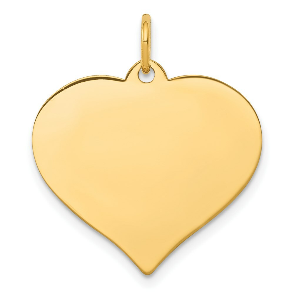 14K Yellow Gold Heart Disc Charm Pendant  20mm Diameter