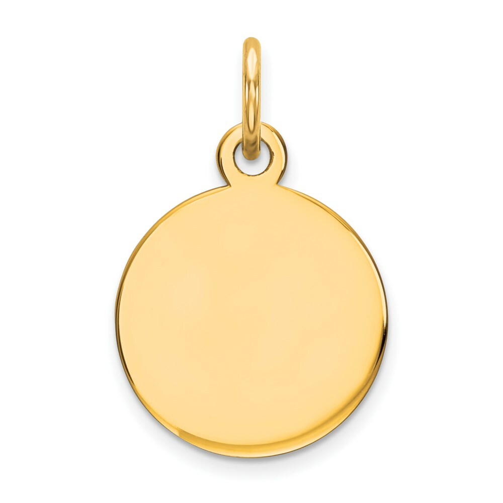14K Yellow Gold Round Disc Charm Pendant  11mm Diameter 11mm Diameter