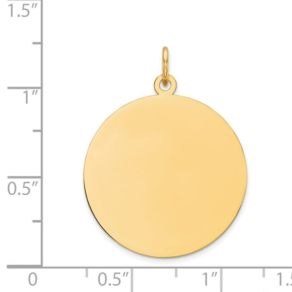 14K Yellow Gold Round Disc Charm Pendant  21mm Diameter 21mm Diameter