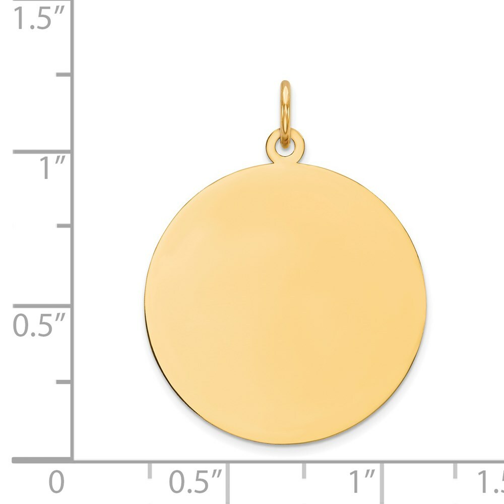 14K Yellow Gold Round Disc Charm Pendant  21mm Diameter 21mm Diameter