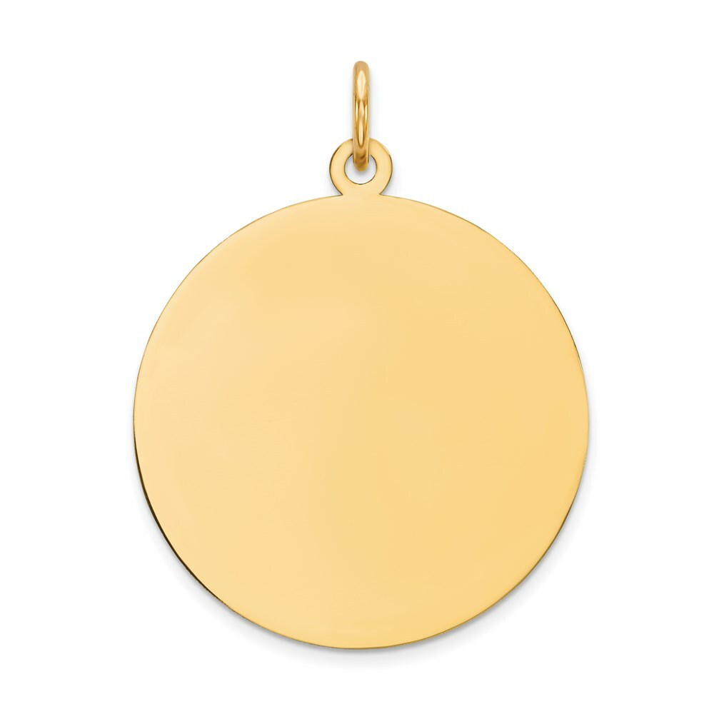 14K Yellow Gold Round Disc Charm Pendant  21mm Diameter 21mm Diameter