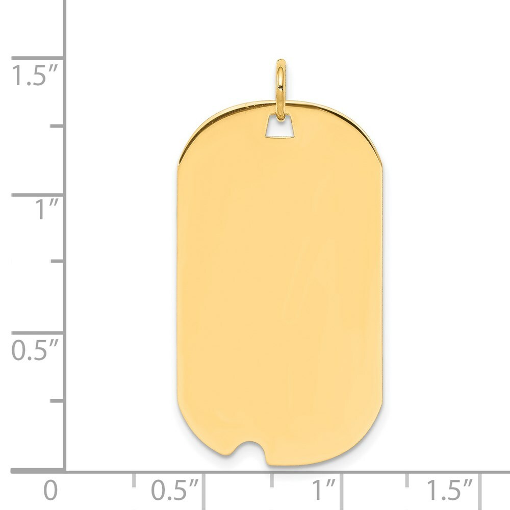 14K Yellow Gold Plain .011 Gauge Engravable Dog Tag w/Notch Disc Charm 19mm width