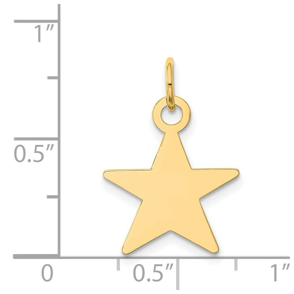 14K Yellow Gold Star Disc Charm Pendant  15mm width