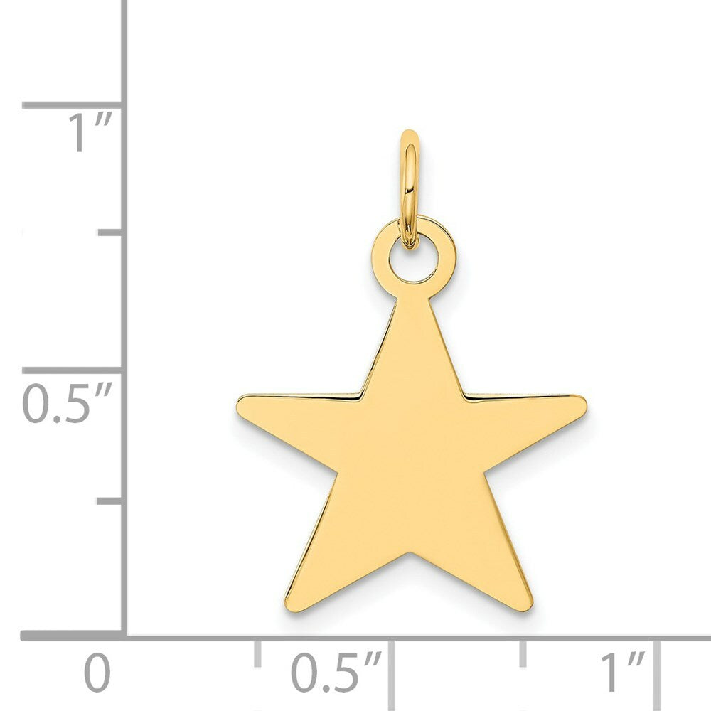14K Yellow Gold Star Disc Charm Pendant  17mm width
